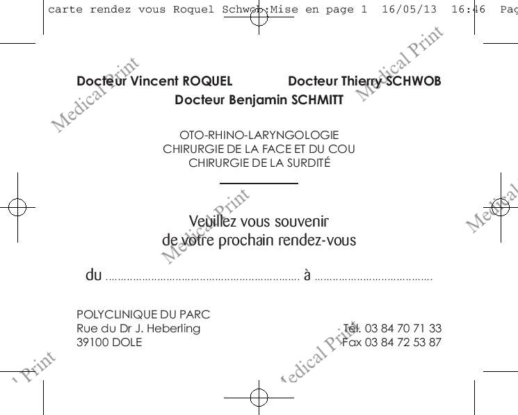 Carte Rendez vous